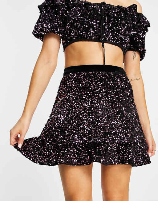 Miss Selfridge sequin frill mini skirt, 3 of 4