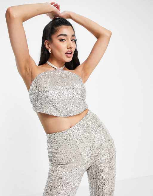 Asos silver best sale sequin top