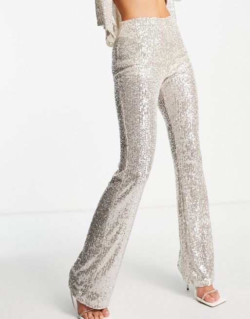 Sequin Kick Flare Trousers
