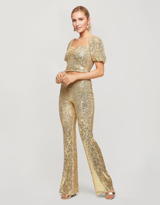 Miss selfridge store gold jumpsuit