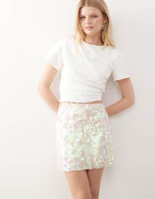Miss Selfridge Sequin Mini Skirt In Multi