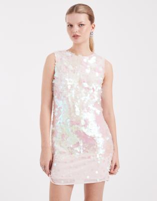 Miss Selfridge Sequin Shift Dress In Pink