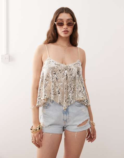 Miss Selfridge sequin structured cami top - view 1