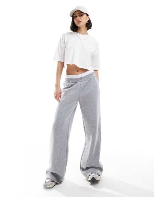 Miss Selfridge - Set van 2 cropped T-shirts in wit en gemêleerd grijs, 2 van 4