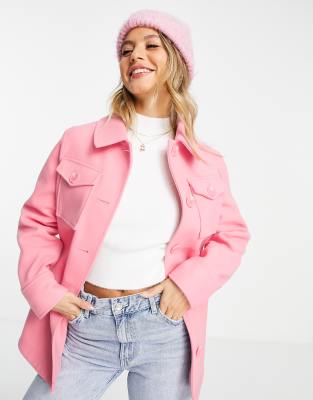 Miss Selfridge shacket in pink    - ASOS Price Checker