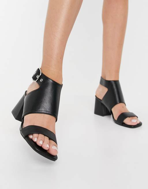 Miss Selfridge - Shade sorte sandaler med mellemhøje hæle og spænde-detaljer