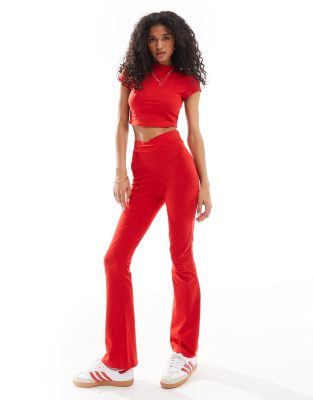 Miss Selfridge shaped front flare legging co-ord in red