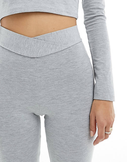 Miss Selfridge shaped front flare leggings in grey marl (part of a set)