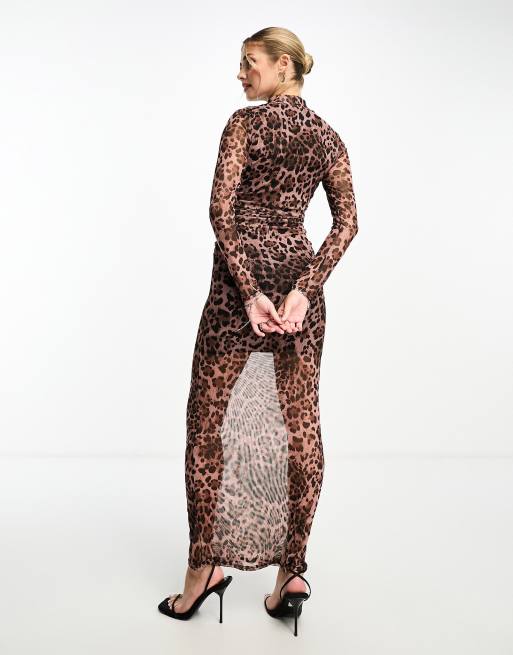 Leopard sheer outlet dress