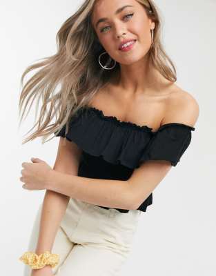 asos black bardot top