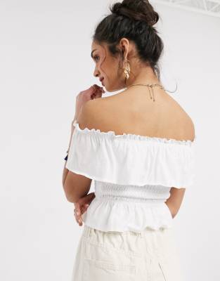 asos white bardot top