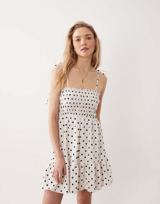Miss Selfridge shirred cami mini dress in polka dots, 2 of 4