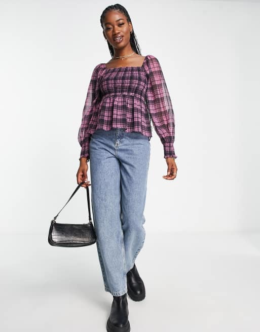 Plaid 2024 chiffon blouse