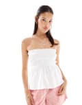 [Miss Selfridge] Miss Selfridge shirred peplum detail top in white 18 WHITE