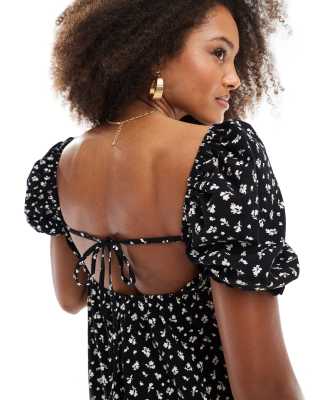 MISS SELFRIDGE SHIRRED PUFF SLEEVE ROMPER 