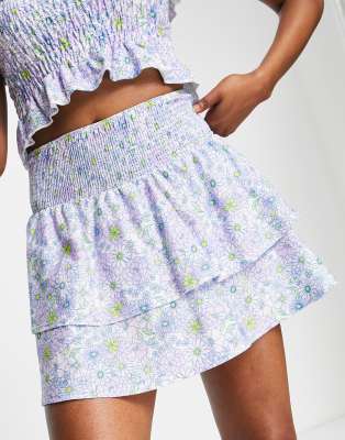 Miss Selfridge shirred skirt in multi (part of a set)  