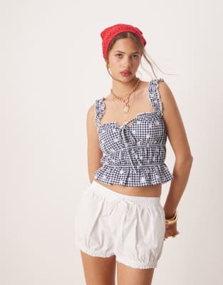 Miss Selfridge shirred tie front top in shell print - view 1