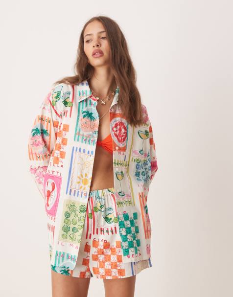 Miss Selfridge shirt co-ord in resort print - view 1