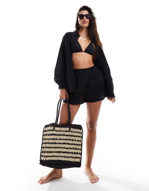 Miss Selfridge - Short de plage transparent - Noir