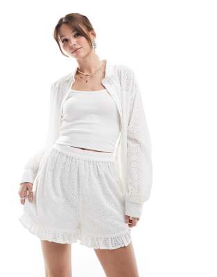 Chemise Femme Miss Selfridge Blanche Brodée - Manches Cloche, Taille 6 - Coton - Occasion Très Bon état