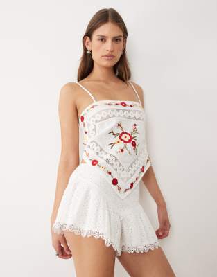 Short en broderie anglaise - Ivoire-Blanc 34