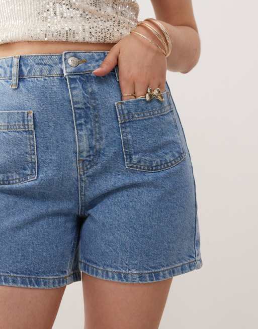 Miss Selfridge - Short en jean à poches plaquées - Délavage moyen, 3 de 5