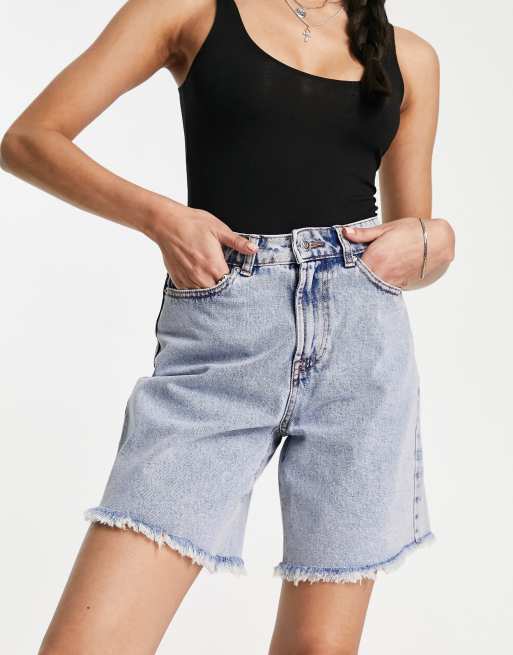 Miss Selfridge - Short en jean long - Bleu délavé 