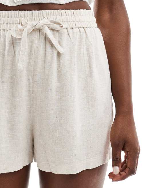 Miss Selfridge - Short en lin à enfiler - Naturel flammé, 5 de 5