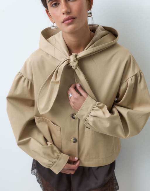 Miss Selfridge short mac with tie neck detail, 3 of 4