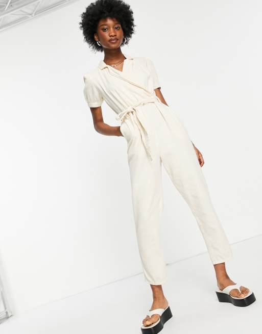 White jumpsuit best sale short sleeve