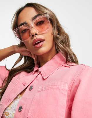 pink cropped denim jacket plt