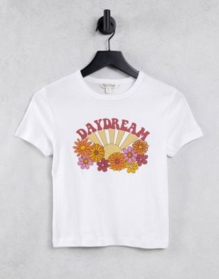 Miss Selfridge short sleeve 'daydream' 70s floral printed fitted t-shirt