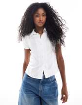 Weekday Close fitted vest in white