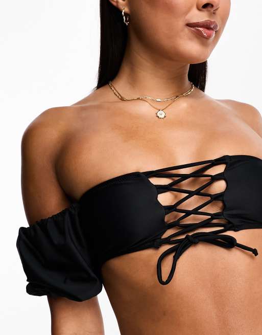 BOSS - One-shoulder bikini bralette with 3D logo