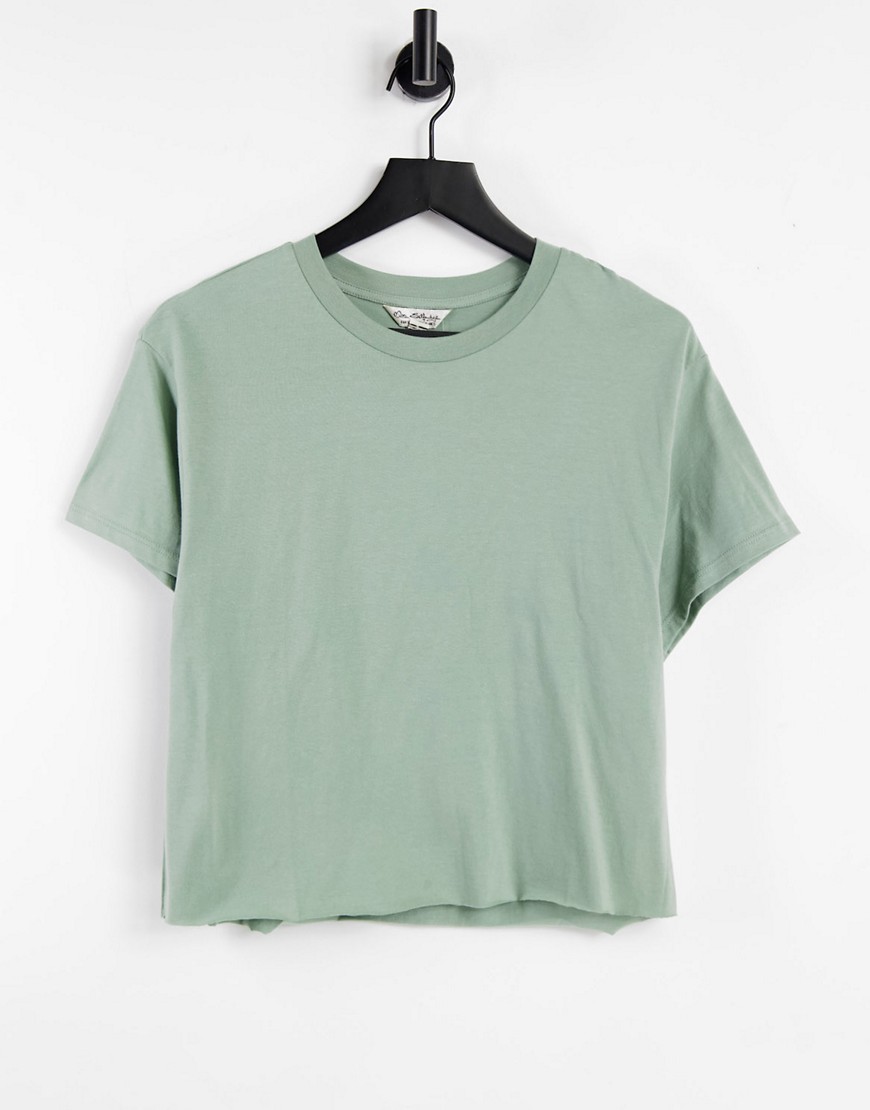 Miss Selfridge Short Sleeve Organic T-Shirt-Green