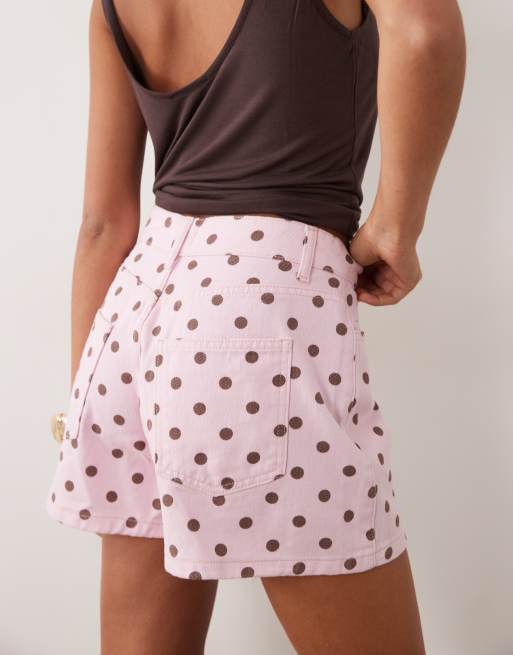 Miss Selfridge shorts di denim a pois pastello, 5 di 5