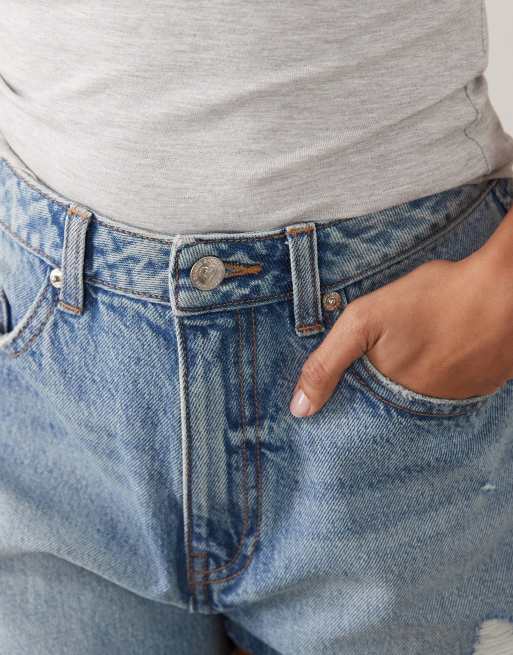 Miss Selfridge - Shorts i blå vask med ekstreme flænger, 4 af 5