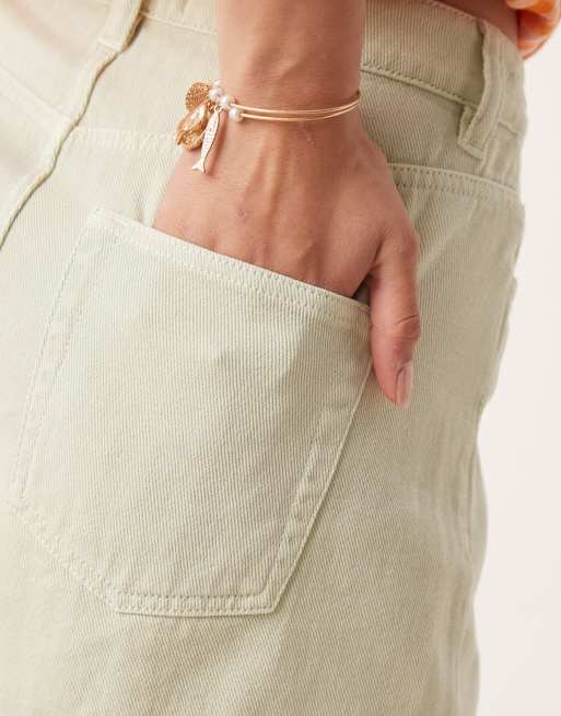 Miss Selfridge shorts in matcha wash, 4 of 5