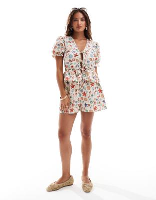 Miss Selfridge - Shorts mit Druck-Details-Bunt