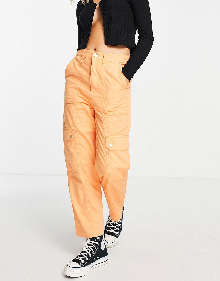miss selfridge side pocket cargo trouser in apricot-orange