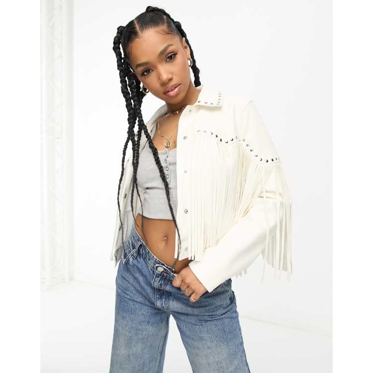 Denim jacket shop with silver fringe