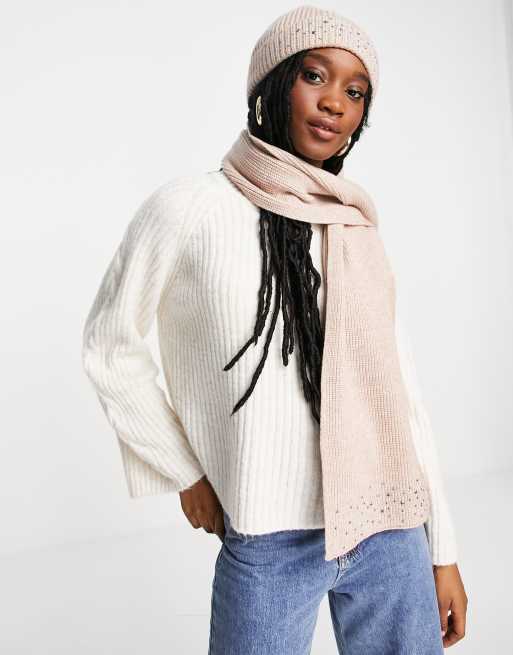 Miss Selfridge - Sjaal met siersteentjes in roze