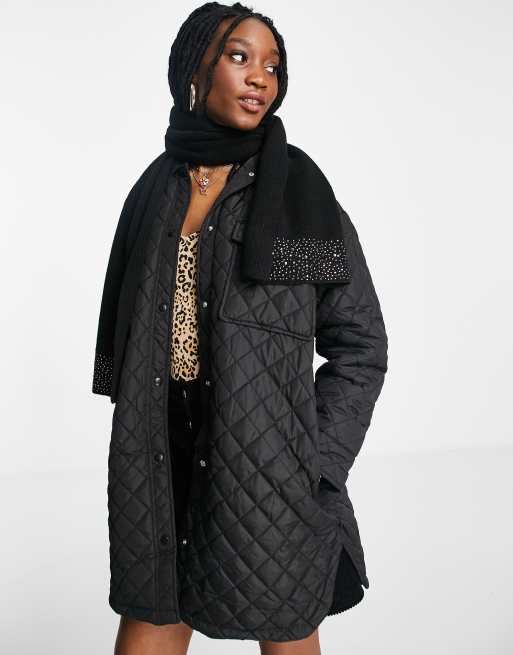 Miss Selfridge - Sjaal met siersteentjes in zwart