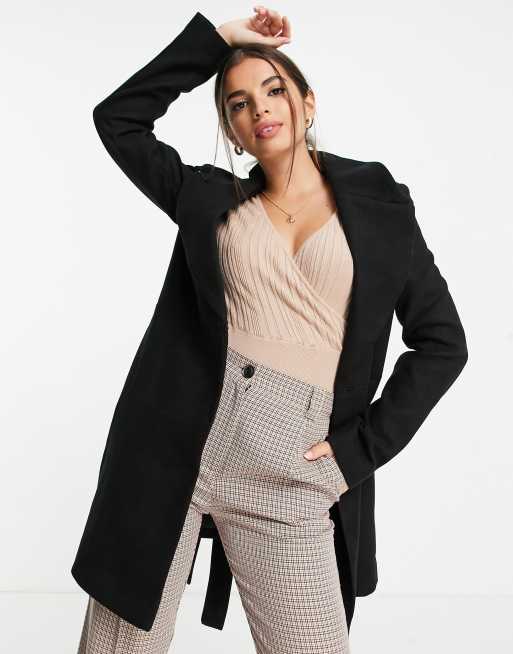 Miss Selfridge - Skaterjas met overslag in zwart