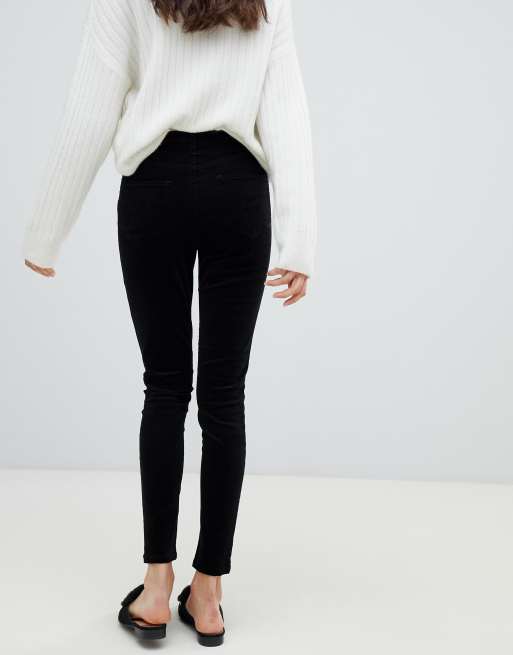 Miss Selfridge skinny cord pants in black