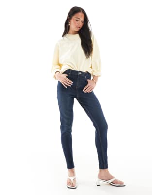 skinny high waist jean in indigo wash-Blue