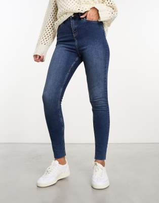 Miss Selfridge Skinny Jean In Mid Wash-blue