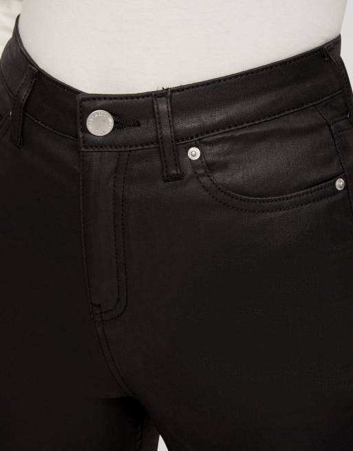 Miss Selfridge - Skinny jeans met coating in zwart, 3 van 4