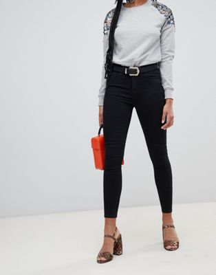 Miss Selfridge - Skinny jeans met hoge taille in zwart