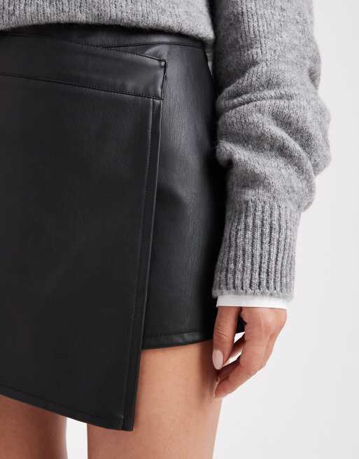 Miss Selfridge - Skort van imitatieleer in zwart, 5 van 5